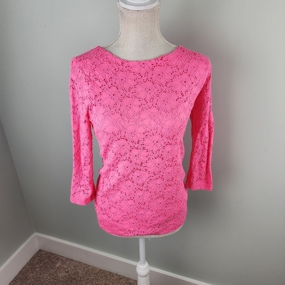 Fashion Bug Women’s Hot Pink Barbiecore Lace Lined Top Size Medium